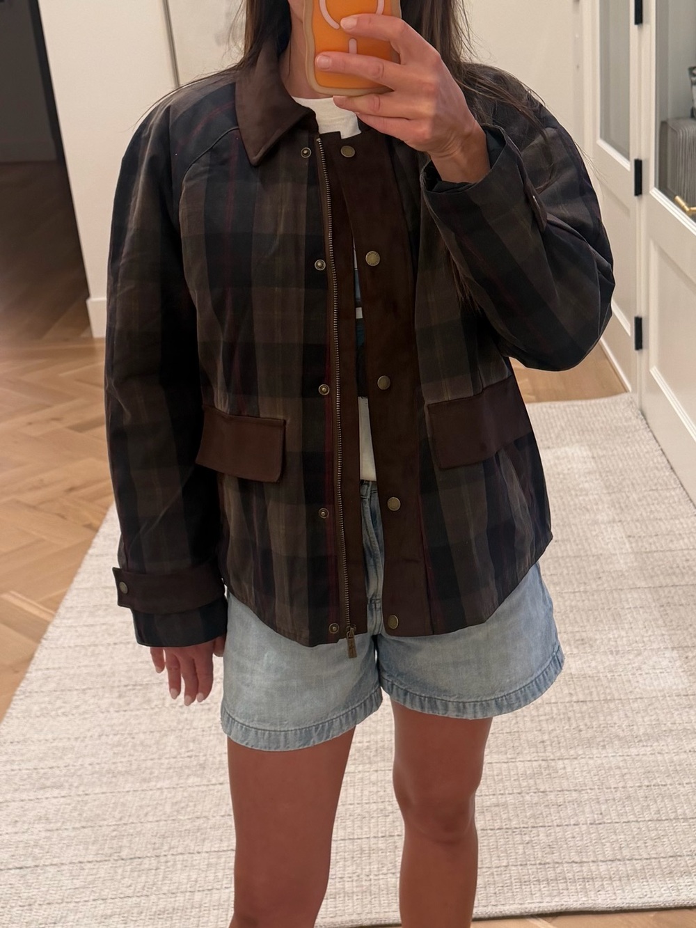 NWT 7 For All Mankind Dark Brown Plaid Utility Jacket - Picture 3 of 3